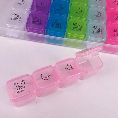 Organizator de pastile din plastic durabil, reutilizabil, cu 28 de grile, cutie săptămânală pentru pastile pentru casă