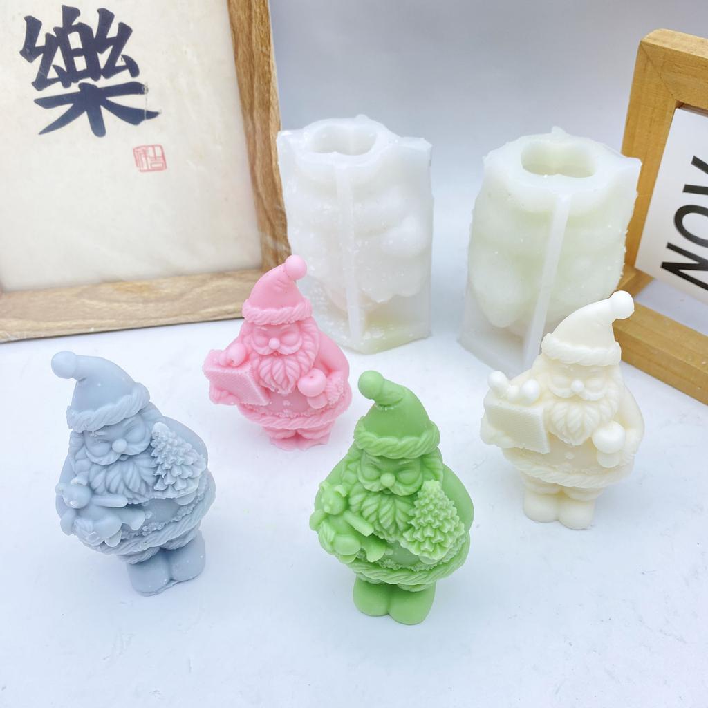 New Santa Claus Candle Silicone Mold DIY Christmas Tree Santa Claus Festival Atmosphere Ornament Silicone Grinding Tool