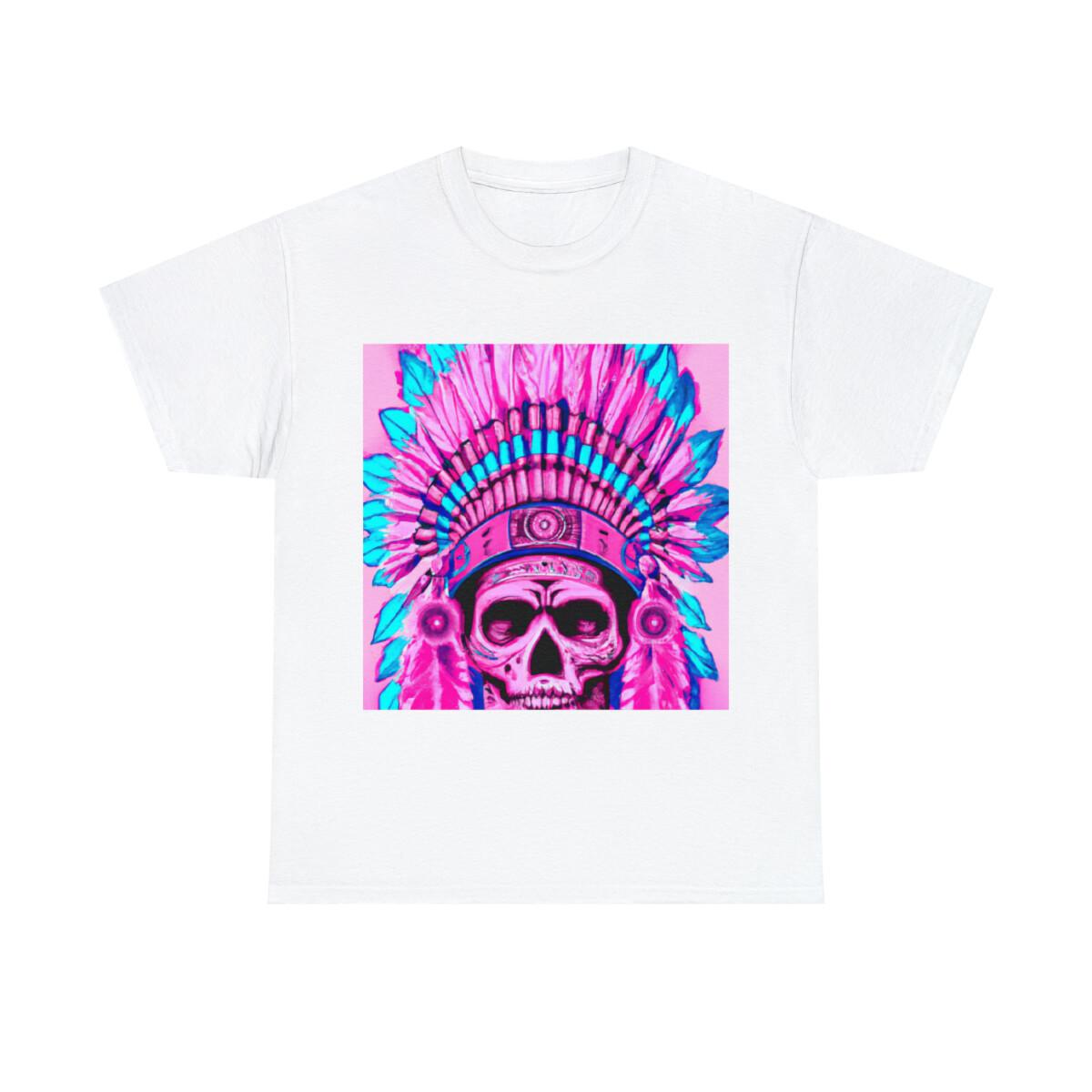 

Indian Skull Headdress Biker Motorcycle T Shirt Adult Art Tee Retro Style 90s 5XL різнокольоровий