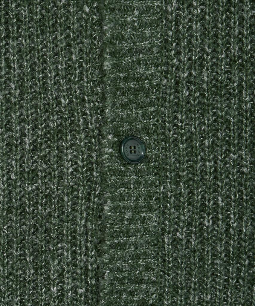 Nodu Adn Heathered Hacci Round Neck Semi-Oversized Long Sleeve Knit Cardigan [Green]