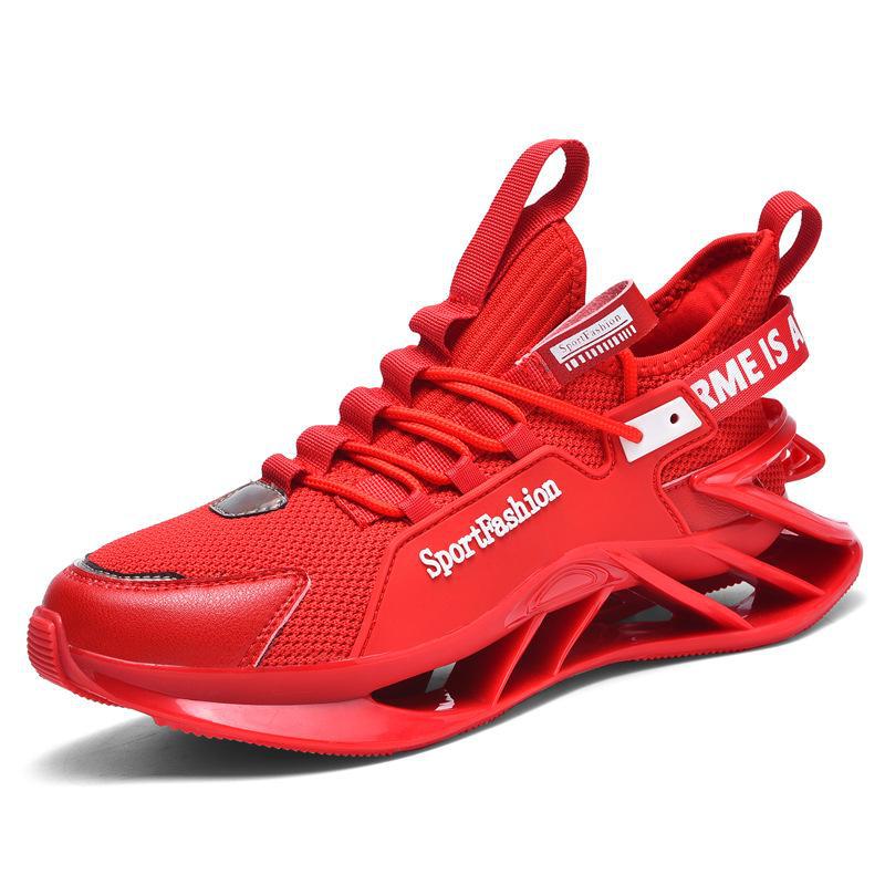 Men's Cross-Border Chinese Style Shock-Absorbing Running Shoes - Spring, Summer, and Autumn Breathable Blade Design, Large Sizes Available.
