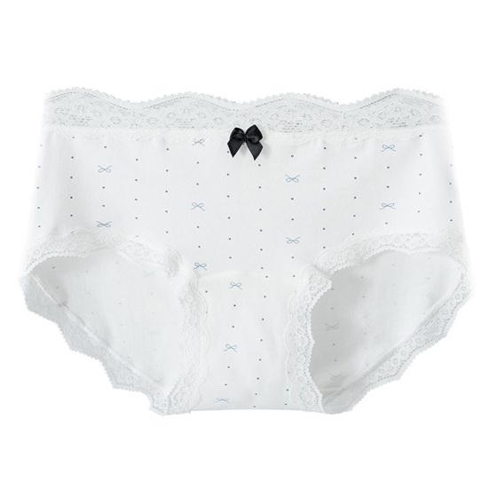 

Cotton Underwear for Women Lace Trim Cheeky Hipster Panties Soft Breathable Bikini Briefs Mid Rise Ladies Underpants with Bow L