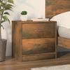 Bedside Table - Maison Exclusive - Smoked Oak - 2 Drawers - Engineered Wood 40x30x40 Cm