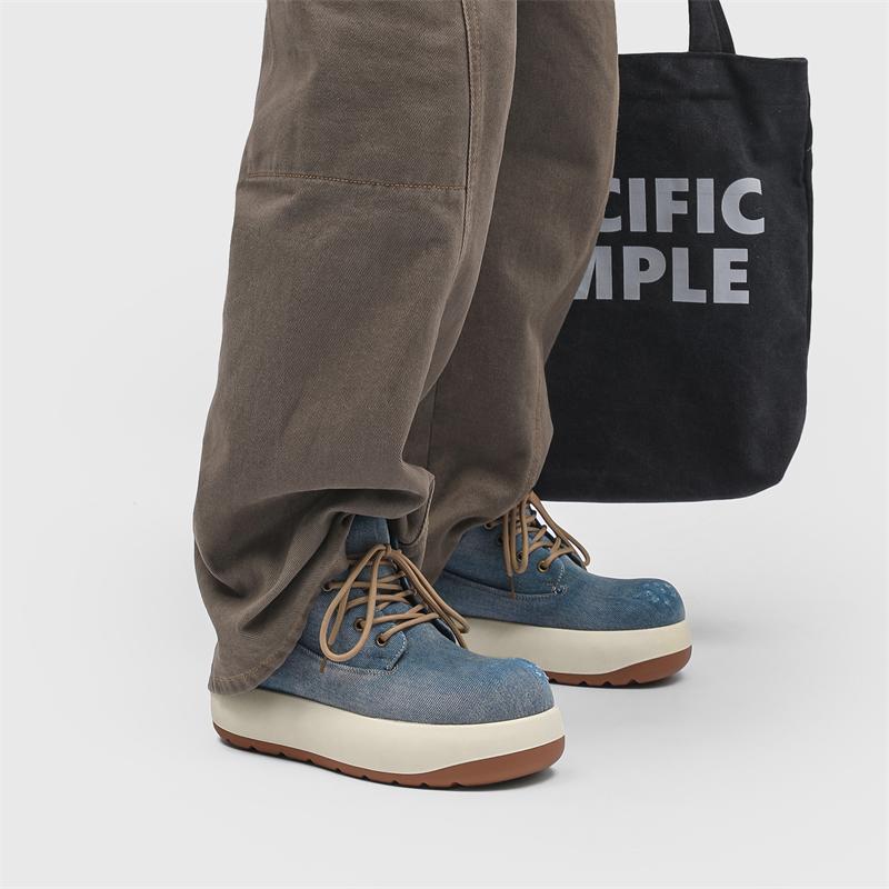 Fashion Thick Soled Men's Shoes Trendy Minimalist High Top Style Street Fashion Walking Height Increasing Young People's Shoes New