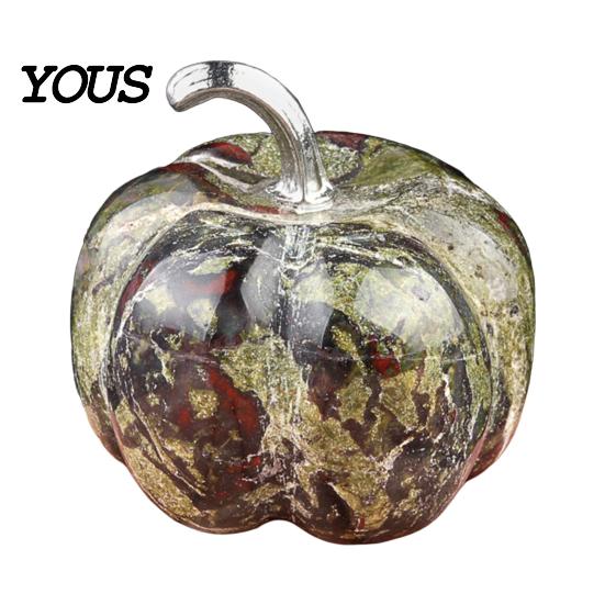 Transparent Crystal Pumpkin Charms Natural Carved Charm, Mini Gemstone Pendant Desktop Autumn Table Centerpieces for Jewelry DIY Making, Halloween