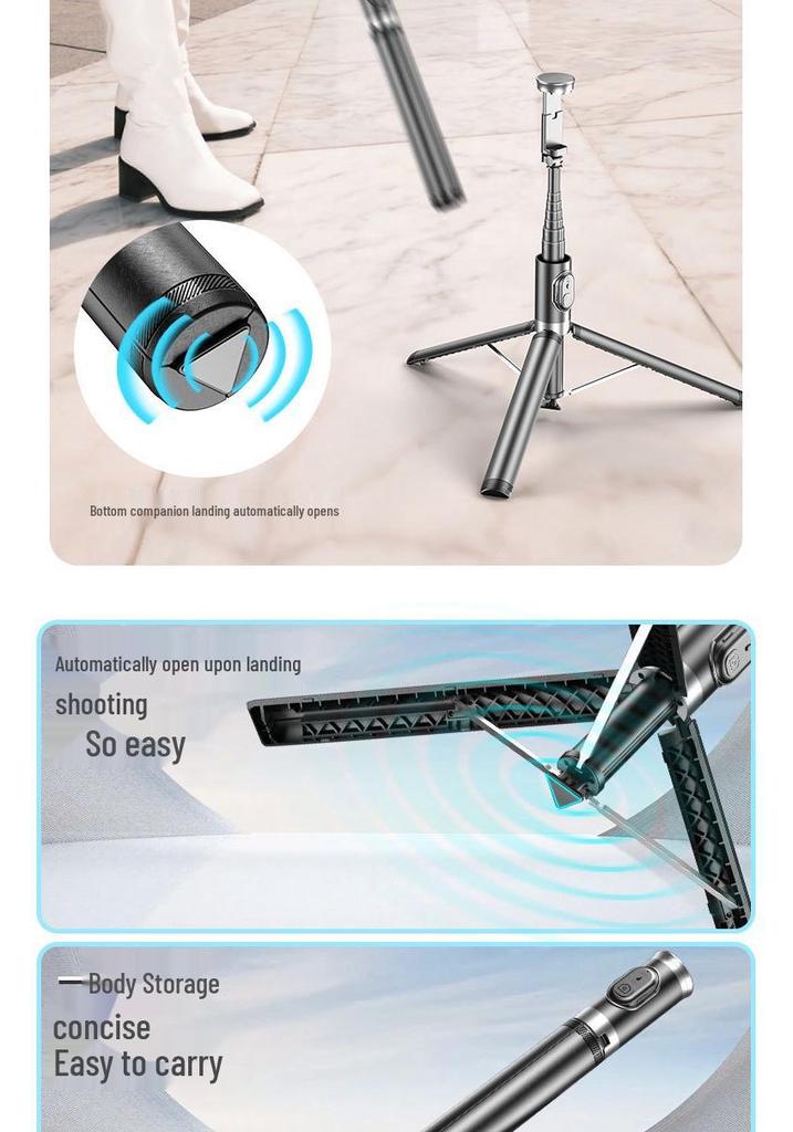 DP08 Bluetooth Selfie Stick & Tripod - 1.7m Portable Telescopic Stand for Phone Photography & Live Streaming