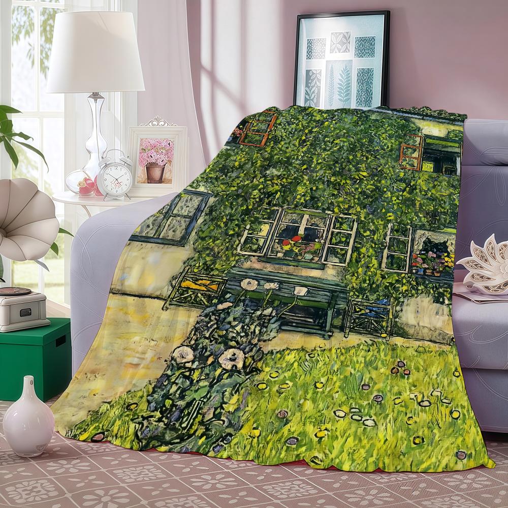 Gustav Klimt Green Flower Blanket Warm And Soft Suitable For Bedroom Living Room Sofa Bed Office Travel Camping