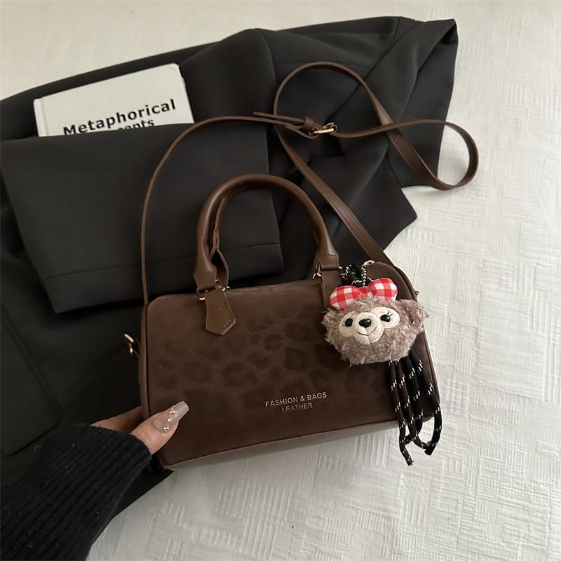 Leopard Print Vintage Small Shoulder Bag With Zipper For Daily Casual Use