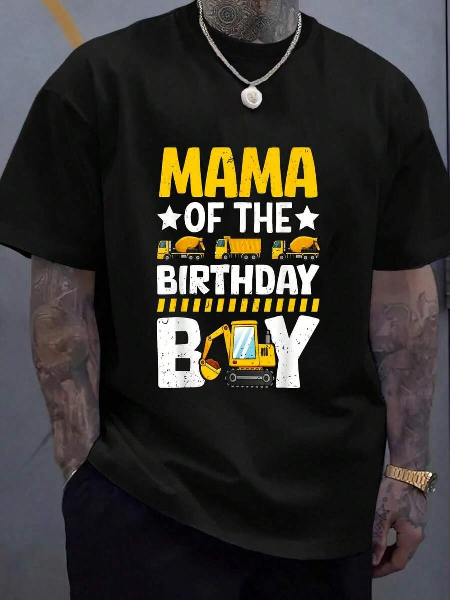 100% Cotton Mom Of The Birthday Boy Construction Theme Party Matching T-Shirt Women s Men s Graphic S разноцветный