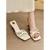 Cold Gray Blue! Temperament Square Head Cross Word with Thin Heel Sandals Women's Summer Buckle Cat Heel Sandals
