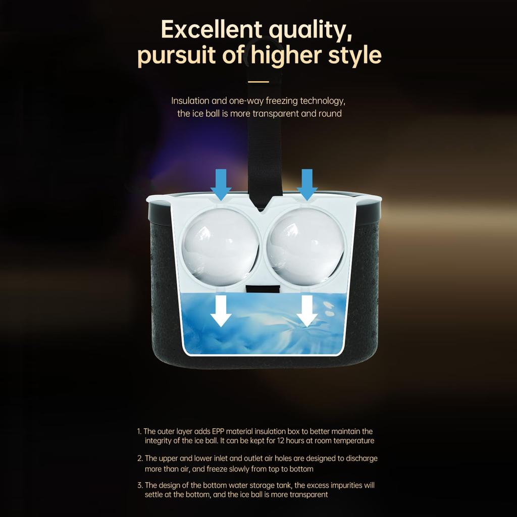 2PCS Ball Silicone Ice Ball Maker Mould Ice Cubel Maker with Tools Sphere Cube Tray Mould 2.4 Inch Round Ice Box Mold