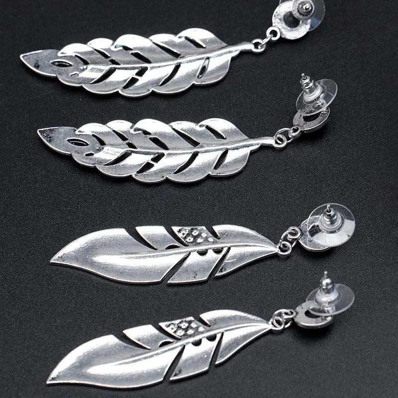 Women New Arrival Elegant Bohemian Vintage Feather Earring Summer Style Black Leaf Earring Pendant Accessories gift