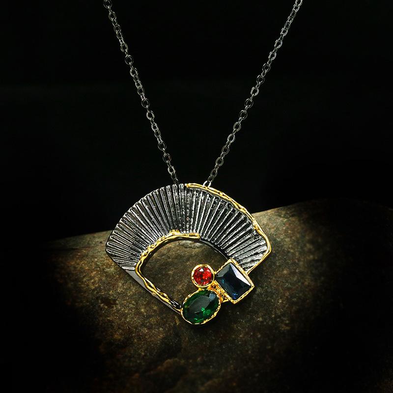 Two-Color Full Fan Source Drill Stall Goods Collarbone Chain Necklace Ginkgo Biloba Black Gold