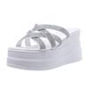 Summer new fashion rhinestone wedge heel waterproof table high heel cool slippers women's shoes