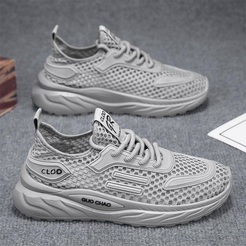 Summer Solid Color Versatile Large Mesh Sports Shoes Breathable Comfortable Thin Men's Outdoor Travel Casual Shoes Men's Shoes