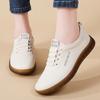 Ladies' casual walking Lofu shoes, fashionable mom 100% genuine leather shoes, breathable flat single shoes