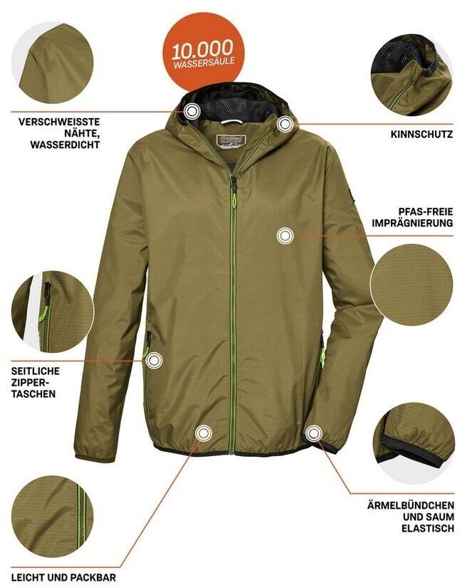 Killtec Jacket with Functional Hood Windproof and Waterproof Jacket Moss Green