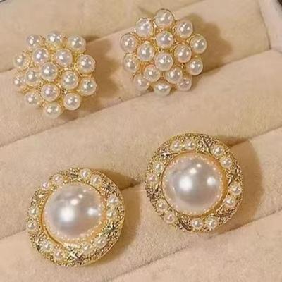 6Pairs/Set Elegant Temperament Imitation Pearl Round Square Earrings Women Daily Wear Holiday Accessories Gifts