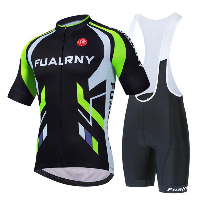 Mens Mountain Bike Cycling Jersey Bib Shorts Set Breathable Quick-Dry Sportswear Outdoor Riding