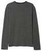 BASEMOMENT Striped Henley Neck Ribbed Top Black