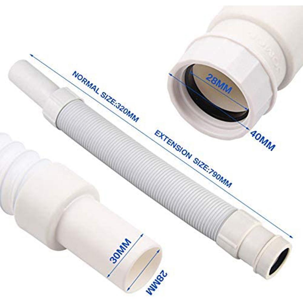 White 1-Pack Expandable Flexible Kitchen Sink Sewer Pipe Bathroom Drains Tube Wash Basin Plumbing Rainwater Down Spout Hose