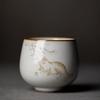Large Ru Kiln Teacup Travel Personal Meditation Cup Handmade Ceramic Tea Bowl Pu'er Master Cup Household Tea Set Accessories