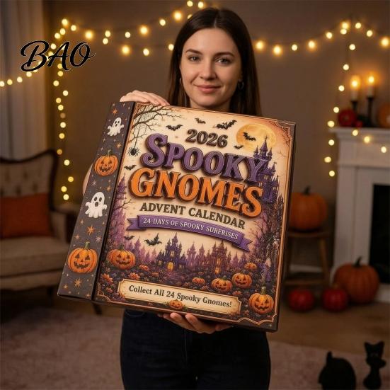 Magical Holiday Atmosphere Decor 2026 Gnome Halloween Advent Calendar, 24 Days Countdown Calendar with Acrylic Character Collection Mini Collectible