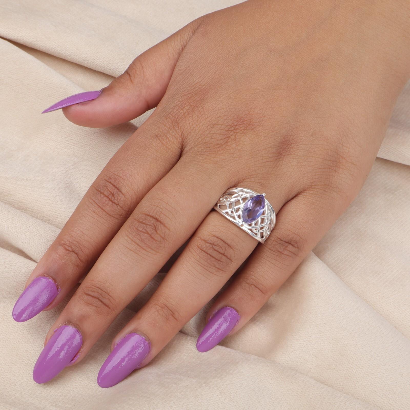 

Натуральный камень иолит ювелирные изделия из стерлингового серебра 925 пробы обручальное кольцо для женщин CZR-3-5 5