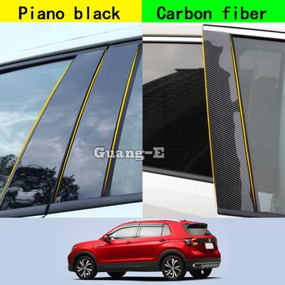 For Volkswagen VW T-Cross TCross 2018 - Car PC Material Pillar Post Cover Door Trim Window Piano Black Molding Sticker