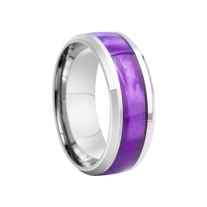 Verfügbar Universeller Edelstahlring für Männer und Frauen Romantischer Schwarz-Violett-Verlauf Hochwertiger Retro-Ring Hochzeits Schmuck