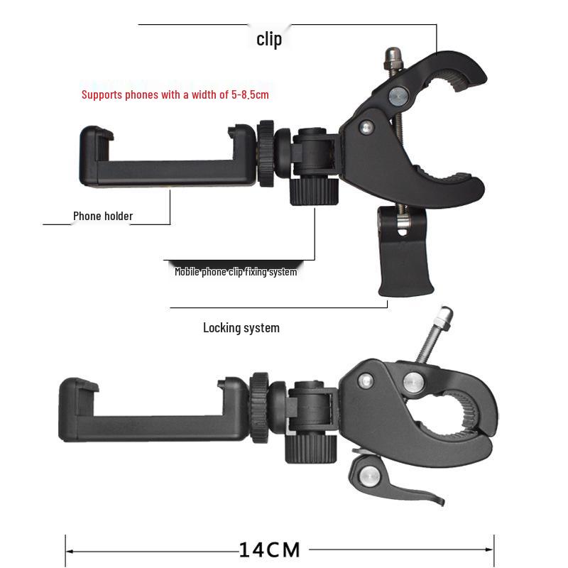 Multifunctional Mobile Phone Tripod with Universal Crab Claw Clip for Streaming & Navigation