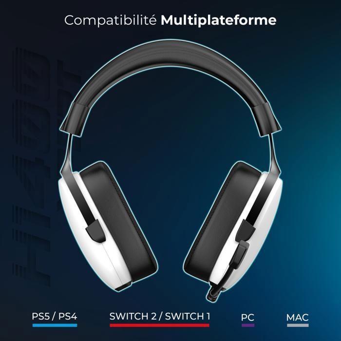 Casque Gaming - SPIRIT OF GAMER - XPERT H1400 ARTIC - Surround 7.1 - Micro détachable - Autonomie 40h