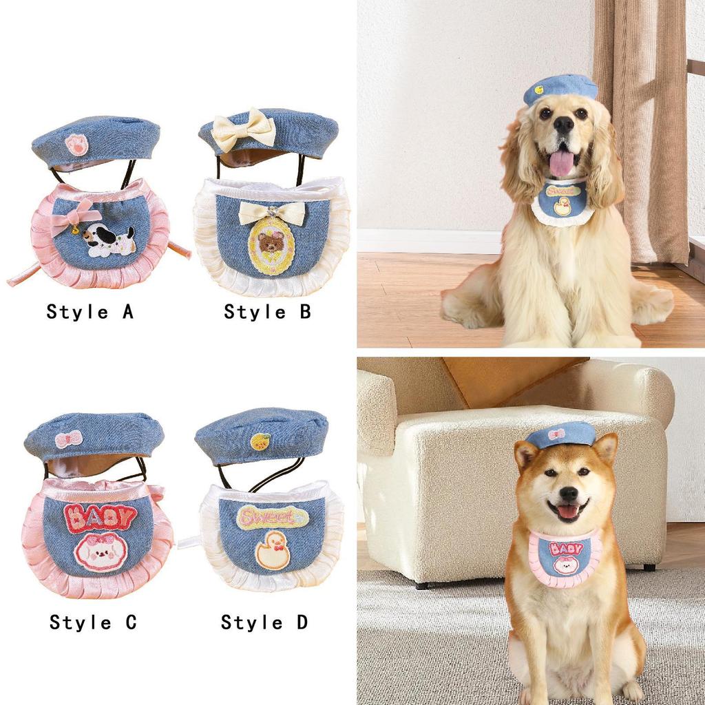 Dog Cat Cowboy Costume Set, Hat Scarf Set Cosplay Gift Party Supplies, Funny