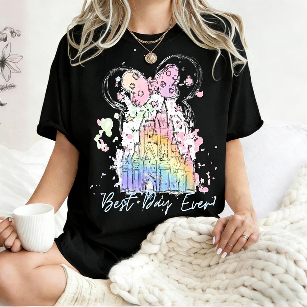 Summer Magic Castle Disney Best Day Evern Graphic Tshirt Men Women Cotton Quality Casual Loose Short Sleeve Classic Unisex