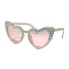 Women Sun Glasses Uv400 Rhinestone Sunglasses Heart Shaped Sunglasses Festive Eye Sunglasses For Parties Daily Outings Light
