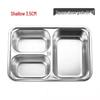 ZISIZ Stainless Steel 5-Compartment Divided Dinner Plate (2-Pack)