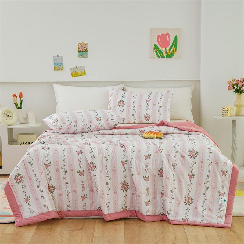 Plapumă elegantă de vară cu model floral, 100% bumbac, respirabilă, cu aer condiționat, pentru camping și călătorii, subțire