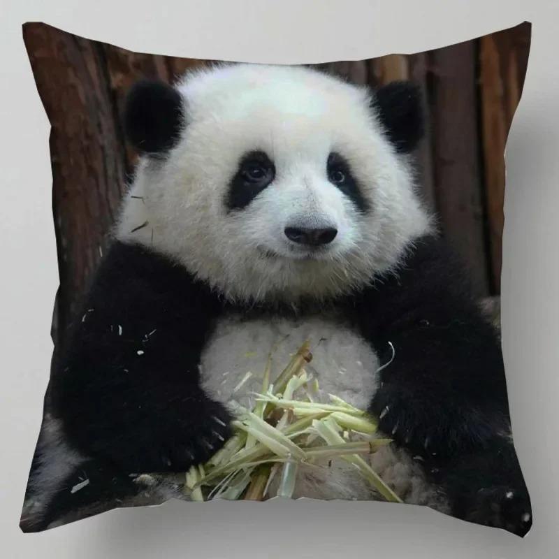 

Home Pillowcase Square Office Decoration Cushion Cover Cute Panda Pattern Decoration 40x40cm