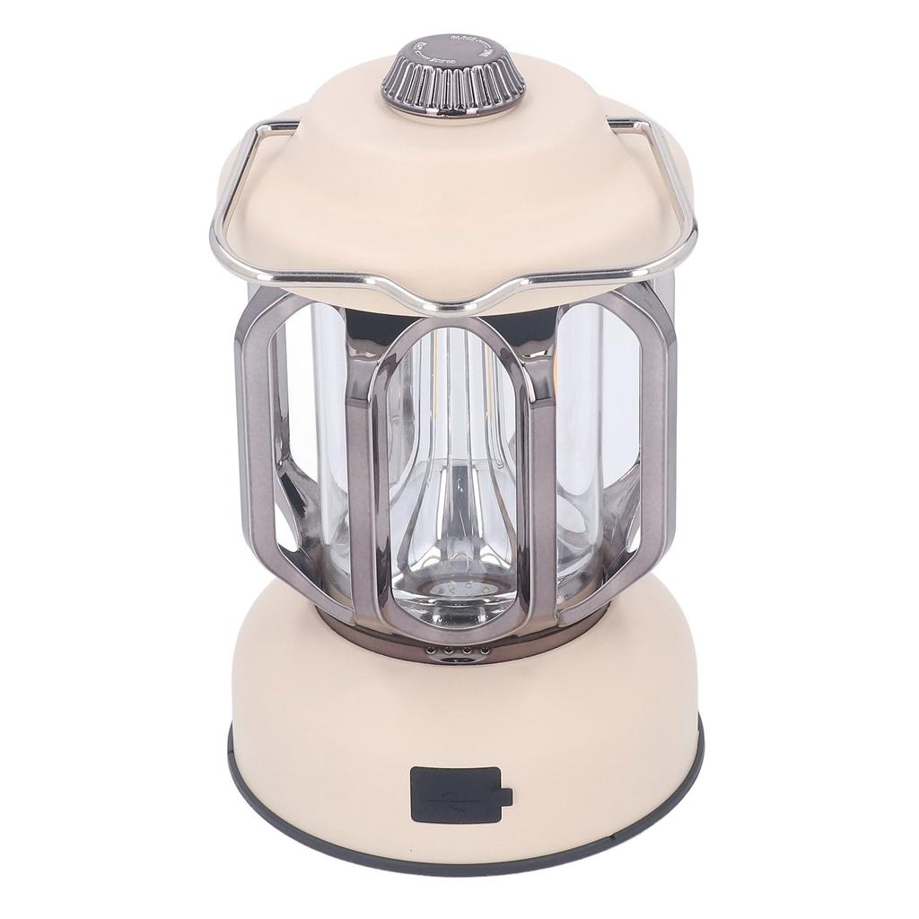 Retro Camping Lantern Vintage Camping Lamp Type C Rechargeable 3 Modes Dimmable with Hook Waterproof LED Tent Lamp for