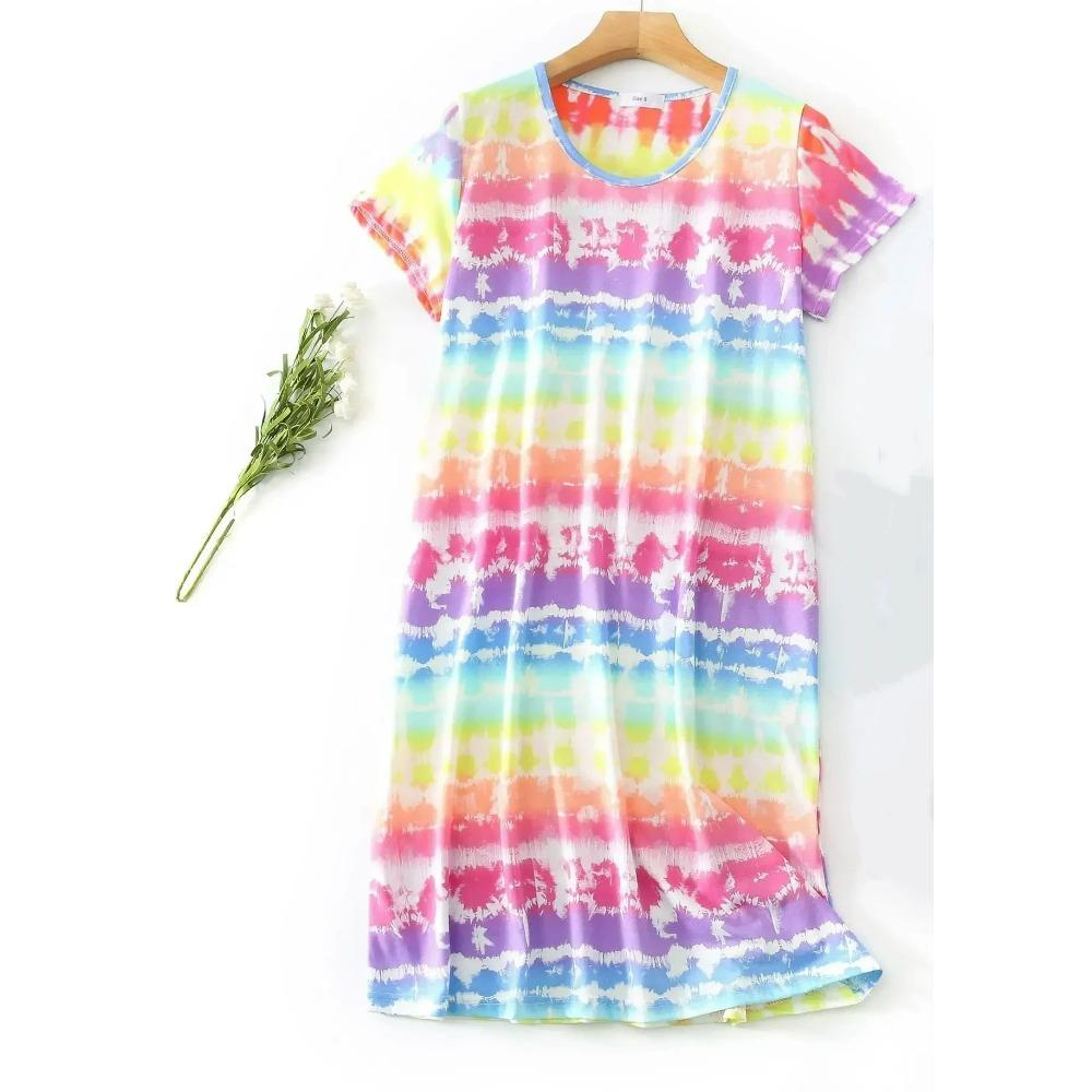Fashion Casual Women Dress Short Sleeve Sleepwear Dresses Loose Fit Nightwear Home Clothes Nightie Loungewear Dresses