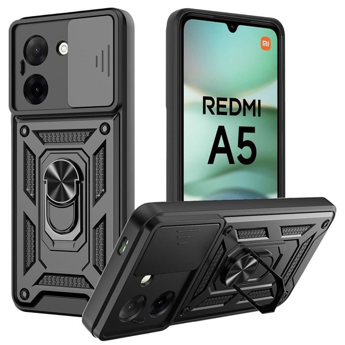 Coque de protection - E.F.CONNECTION - Pour Xiaomi Redmi A5 - Rigide - Antichoc - Avec anneau et protection caméra