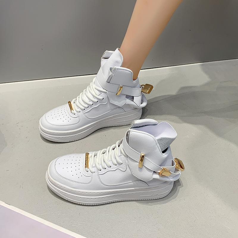 Women White Sneakers High Top Womens Platform Vulcanized Shoes Tenis Feminino 2024 Fashion Casual Women Walking Flats Lace-Up