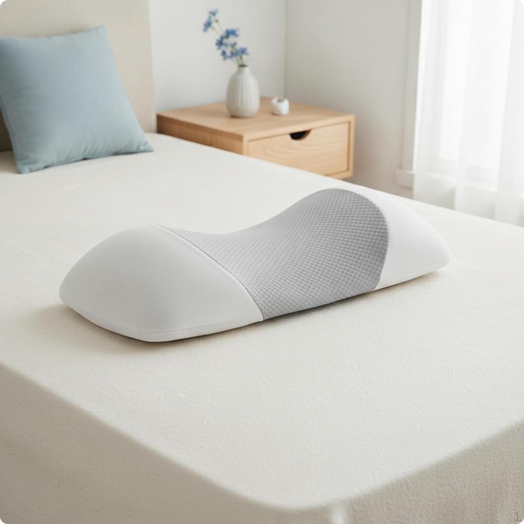 Memory Foam Support Pillow Ergonomic Cushion with Cloth Cover Textured Lower Back for
