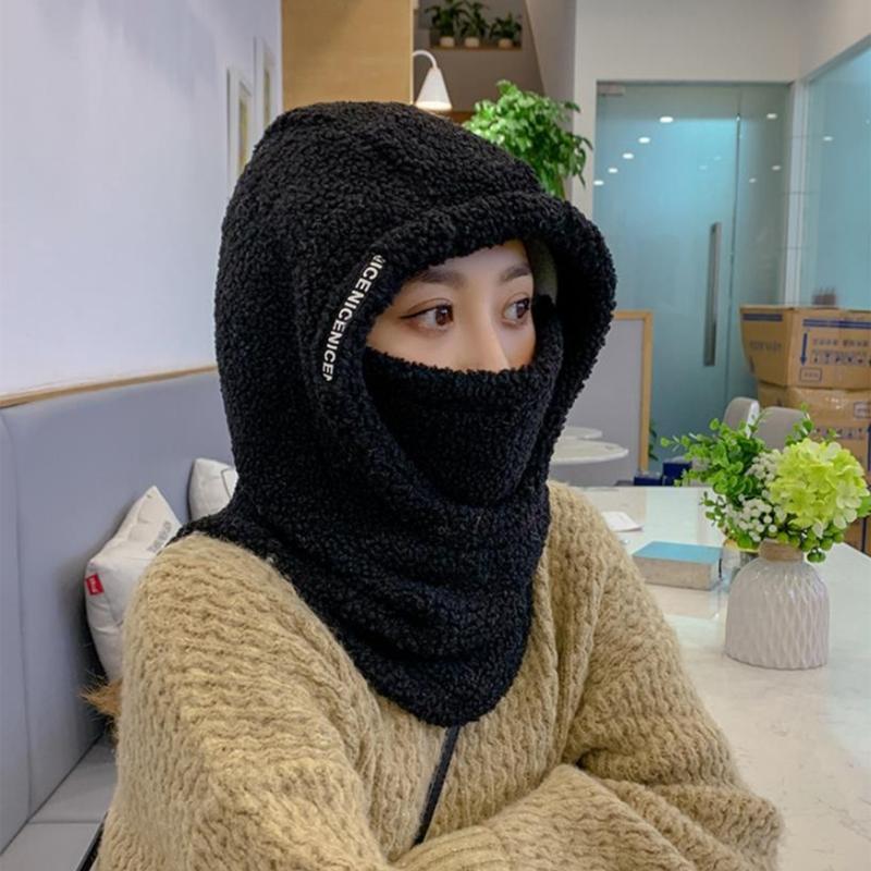 3-in-1 Women Hat Thick Fleece Hat with Ear Flaps Facemask Outdoor Hat Furry Caps Windproof Hat Hiking Running Headwear