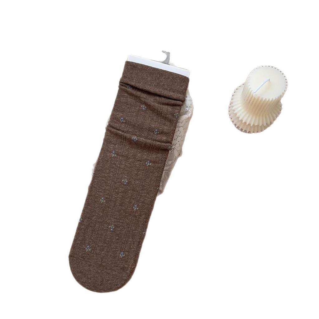 Socks Combed Cotton Medium Tube Socks Stacking Socks Trendy Socks Floral Stockings