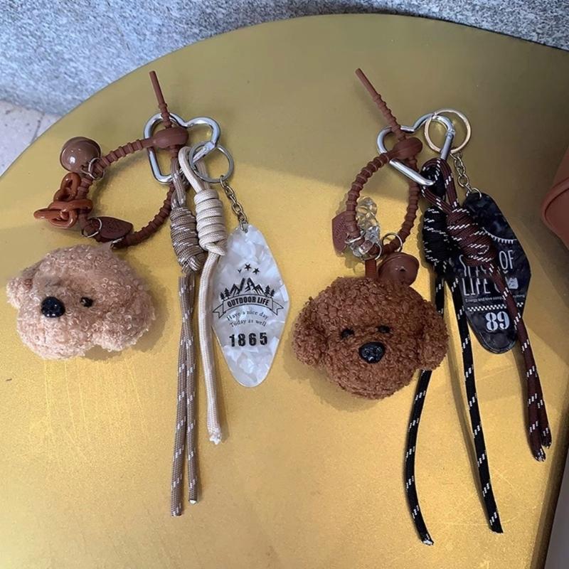 Cartoon Bear Dog Key Holder Plush Ornament for Purses and Car Soft and Comfortable Bag Pendant Car Ornament for Women
