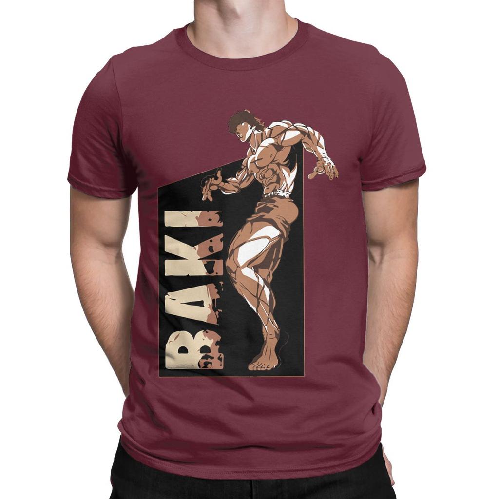 Men's T-Shirts Baki Hanma Grappler Yujiro Vintage Pure Cotton Tee Shirt Short Sleeve Anime T Shirts O Neck Clothes Gift