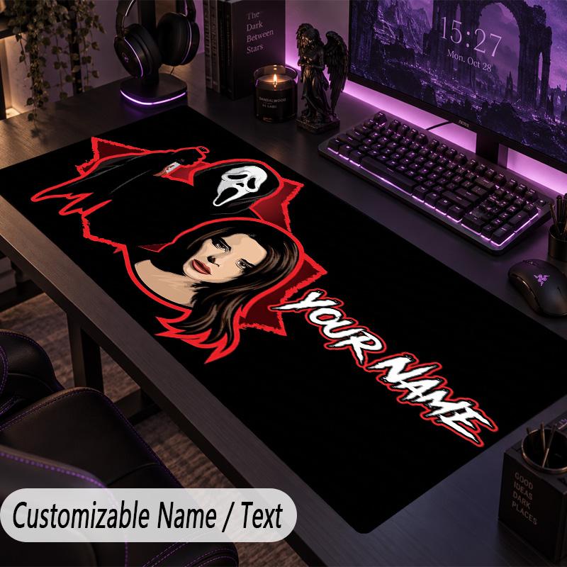 Custom Text Big Mousepad, Extended Desk Pad For Laptop Work GameScream Ghostface