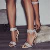 22 European, American and American Sandals Shiny Rhinestone High Heels Large Size