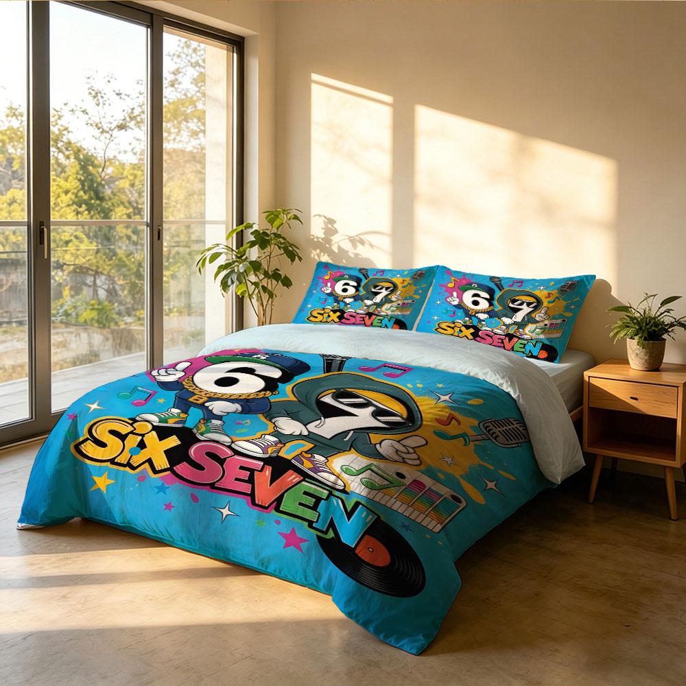 3PCS Duvet Cover Set SIX SEVEN 67 Graffiti Street Print Bedding Set Kids Boys Soft Microfiber Quilt Cover Pillowcases